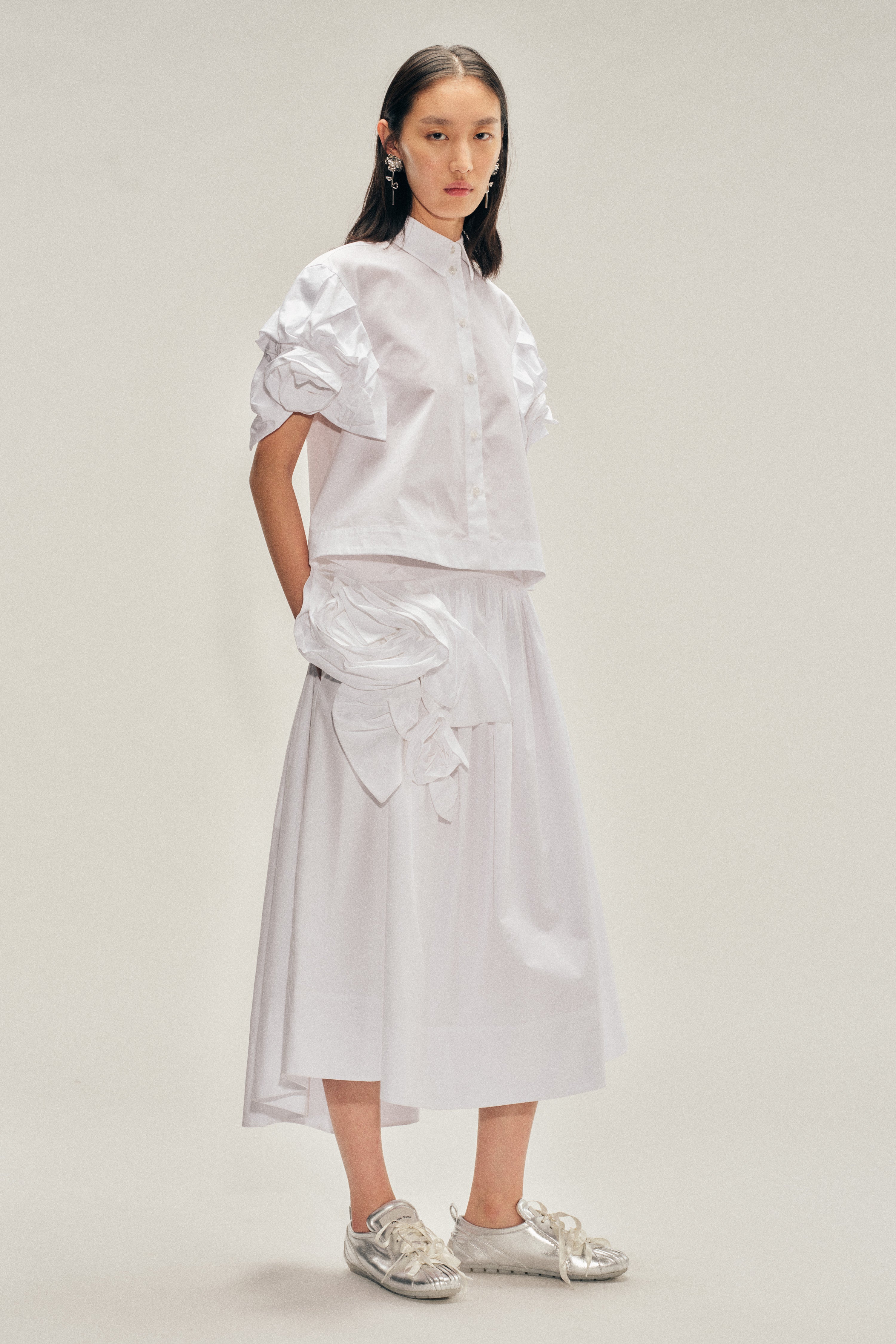 Cropped Rose Puff Sleeve Shirt – Simone Rocha US