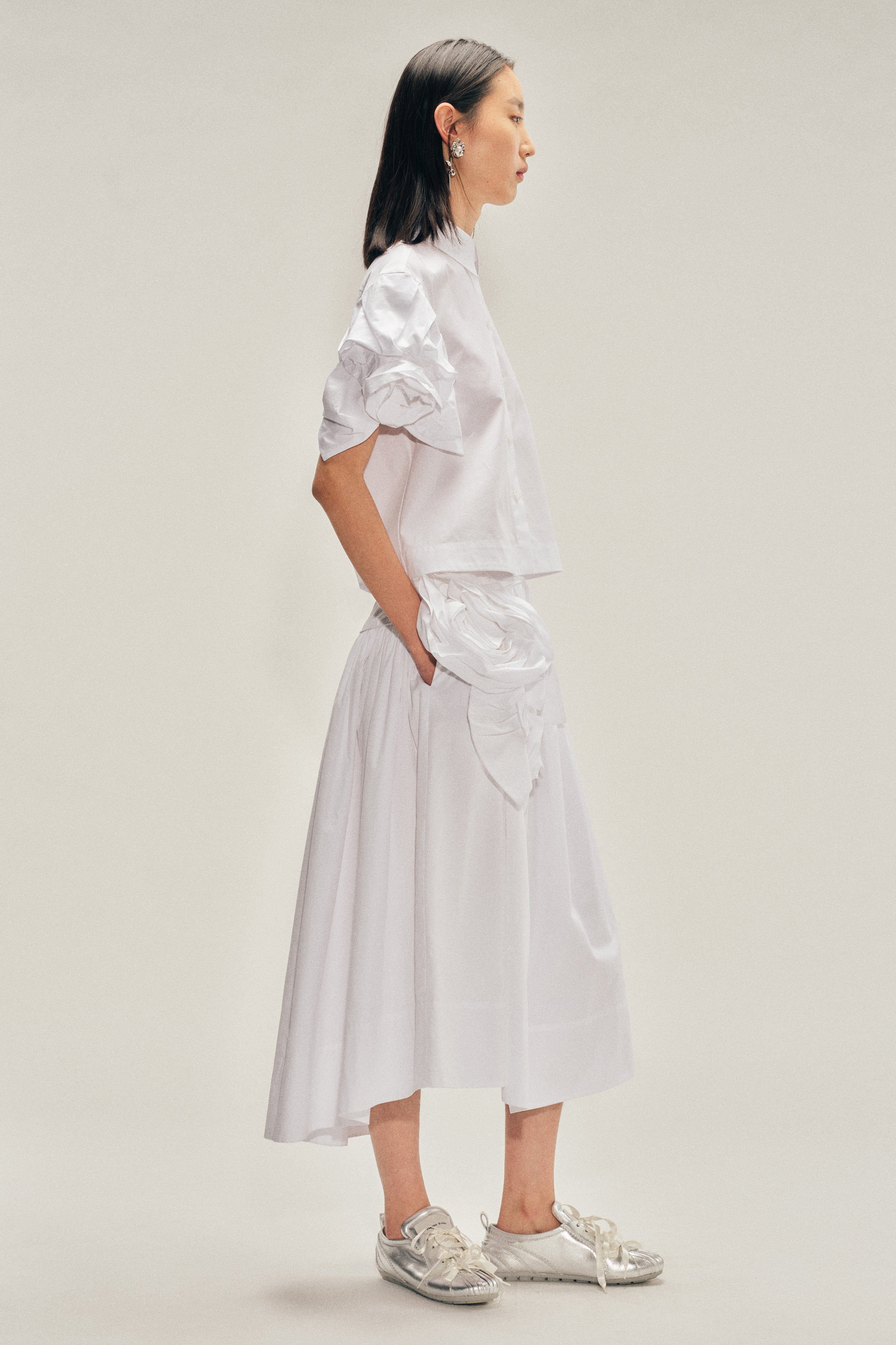 Cropped Rose Puff Sleeve Shirt – Simone Rocha US