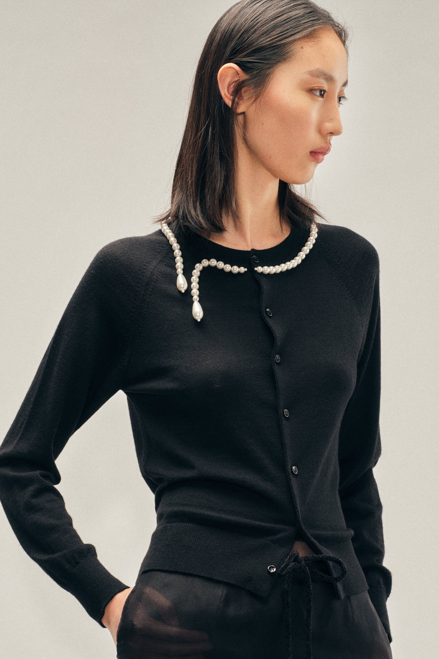 Beaded Classic Merino Silk Cardigan