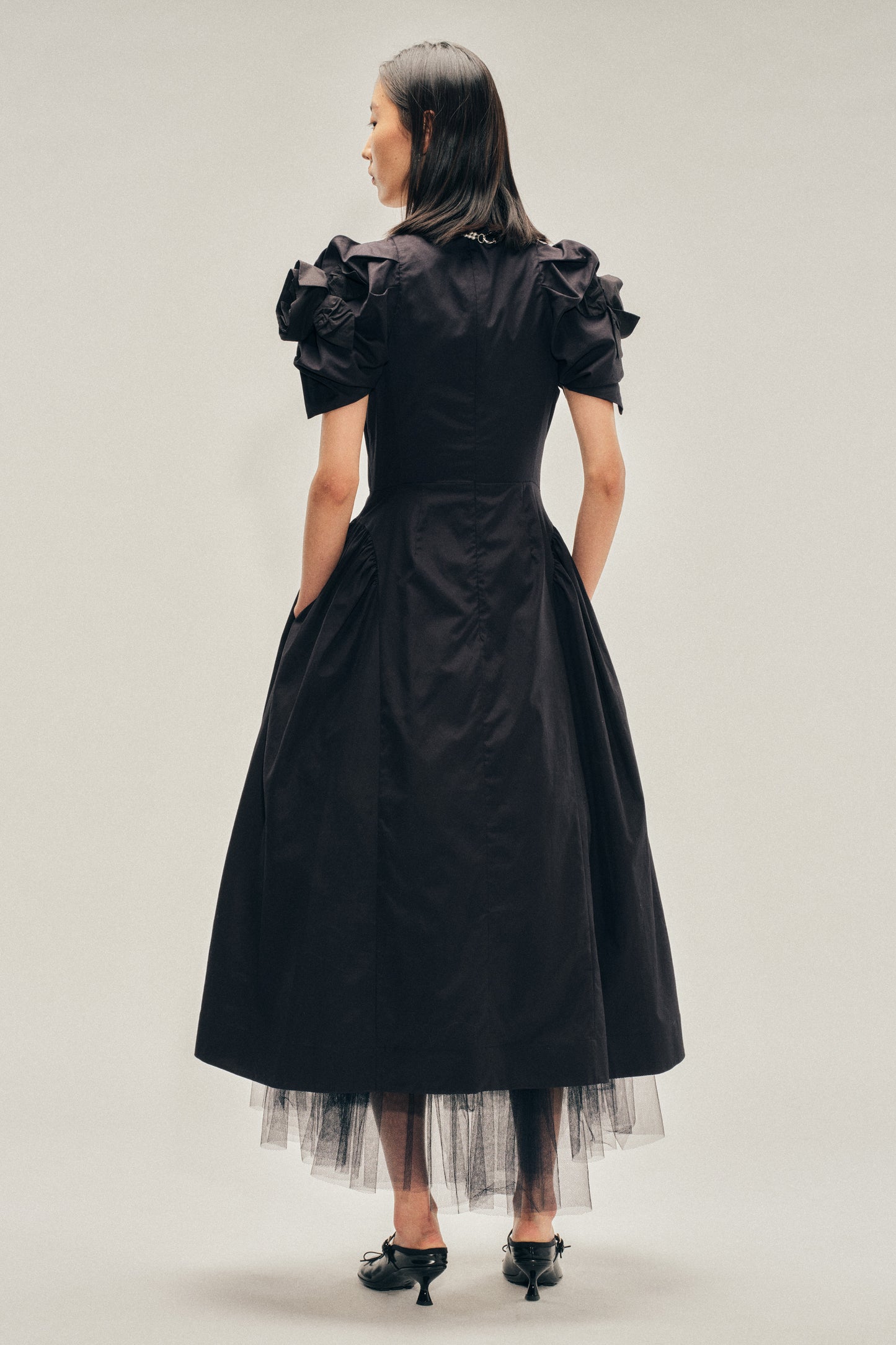 Rose Puff Sleeve Hip Dress