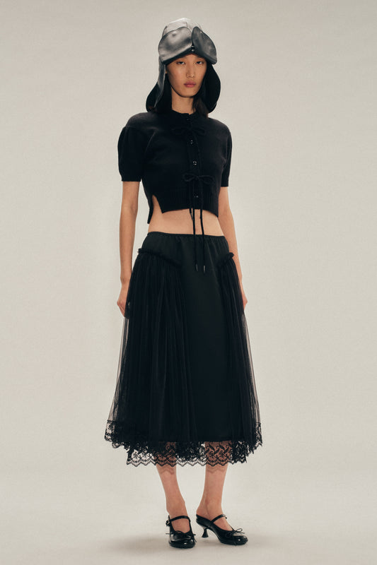 Hip Detail Lace Trim Skirt