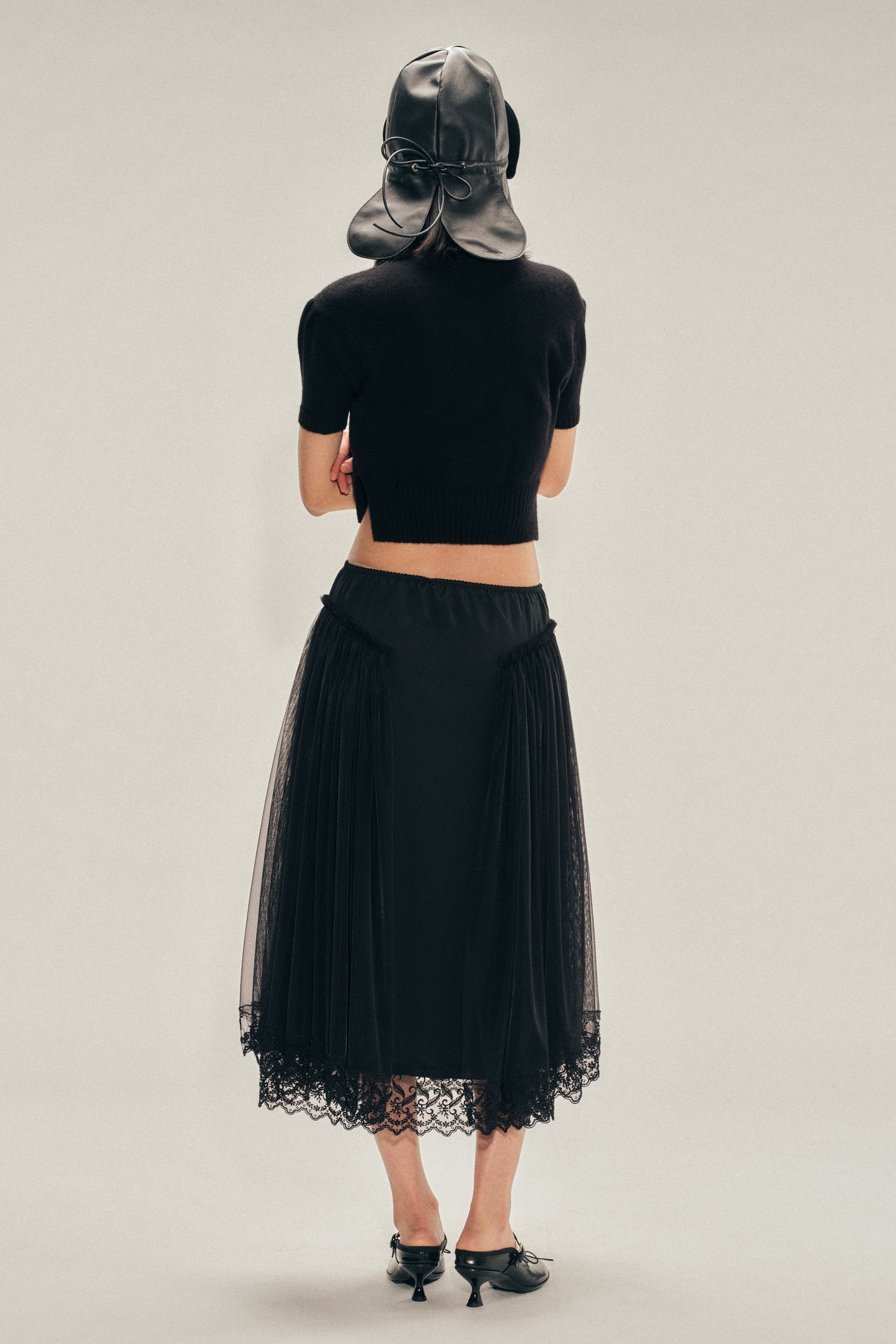 Hip Detail Lace Trim Skirt