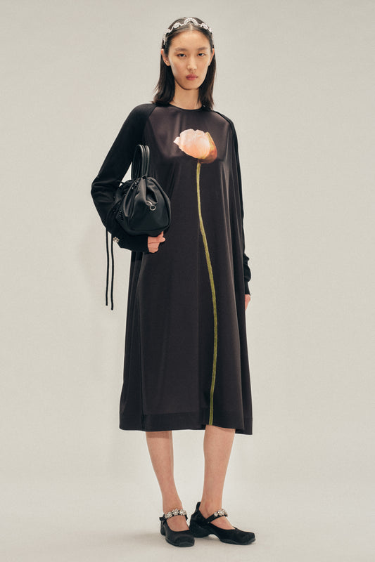 Poppy Motif Smock Dress