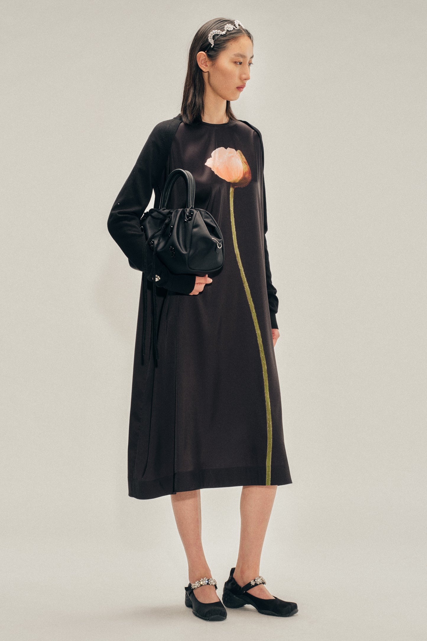 Poppy Motif Smock Dress