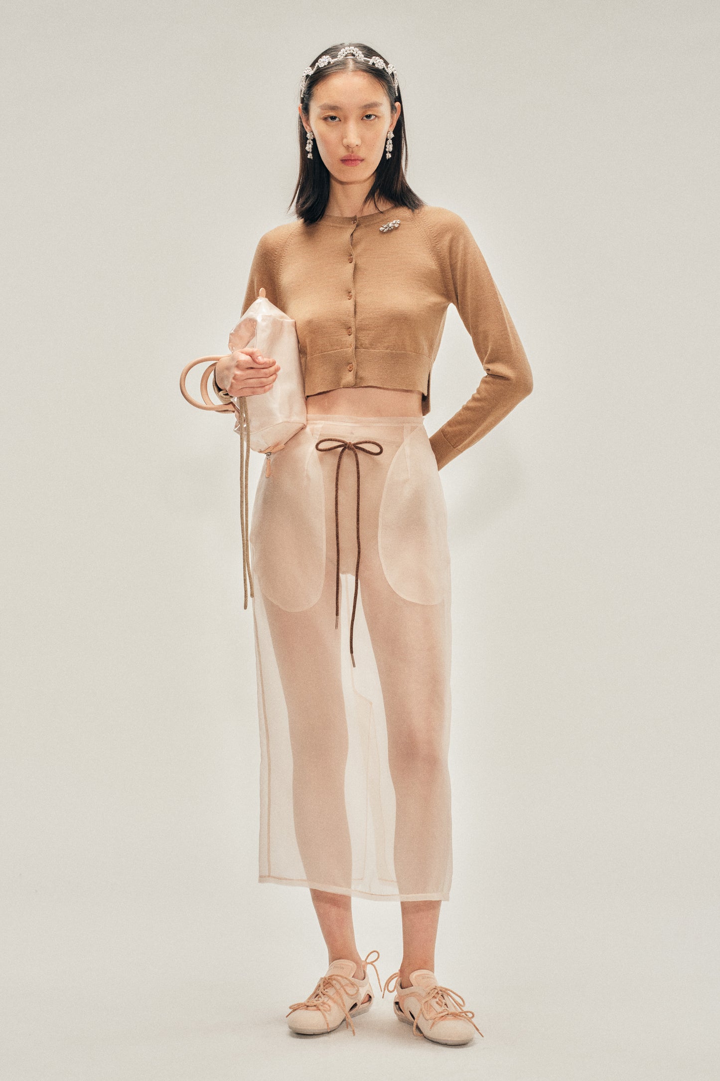 Embellished Cropped Merino Silk Cardigan