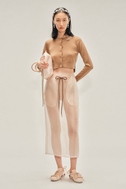 Embellished Cropped Merino Silk Cardigan