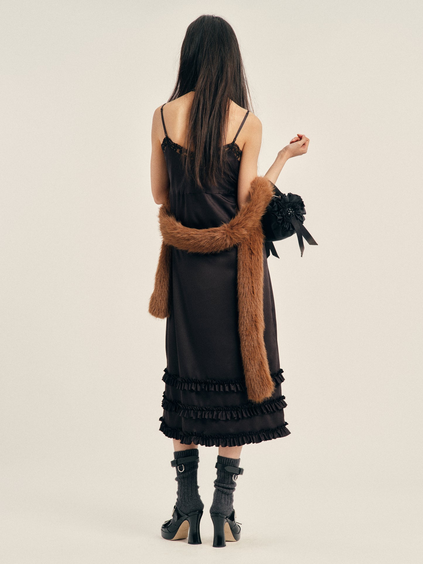 Ruffle Frill Hem Slip Dress