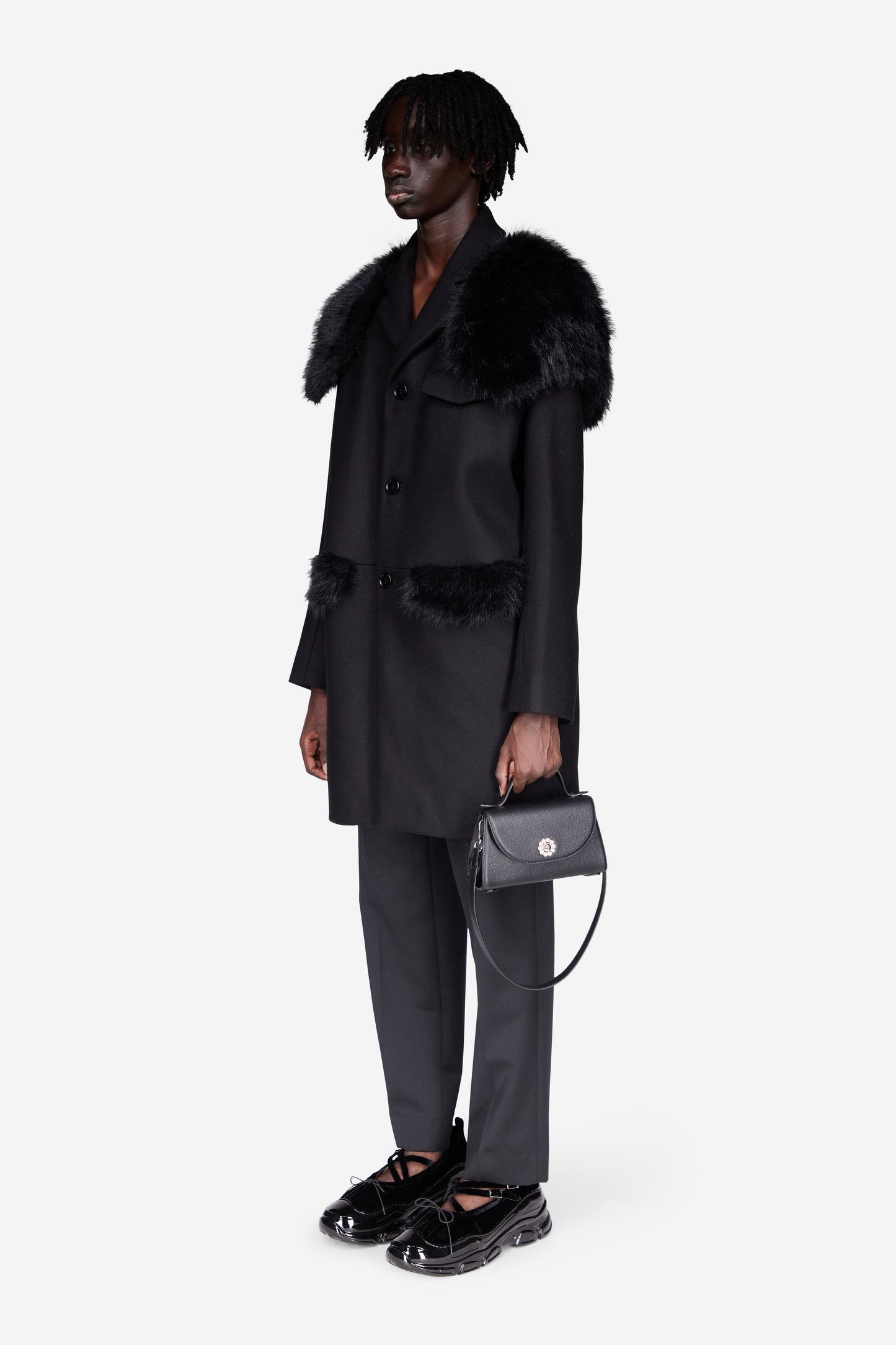 Boxy Faux Fur Cap Coat