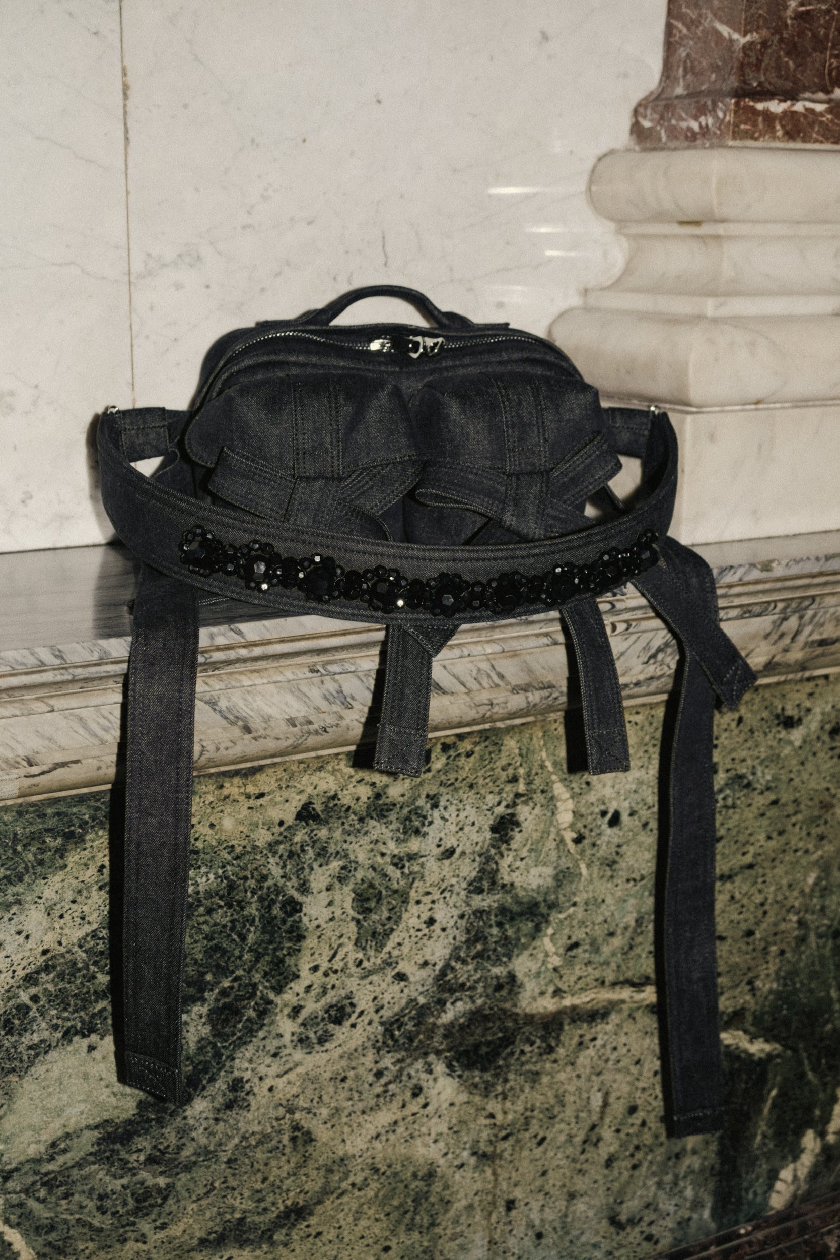 【関税無】SIMONE ROCHA Utility Bow パールベルト バックバック SIMONE ROCHA Bow and faux pearl-embellished shell belt bag