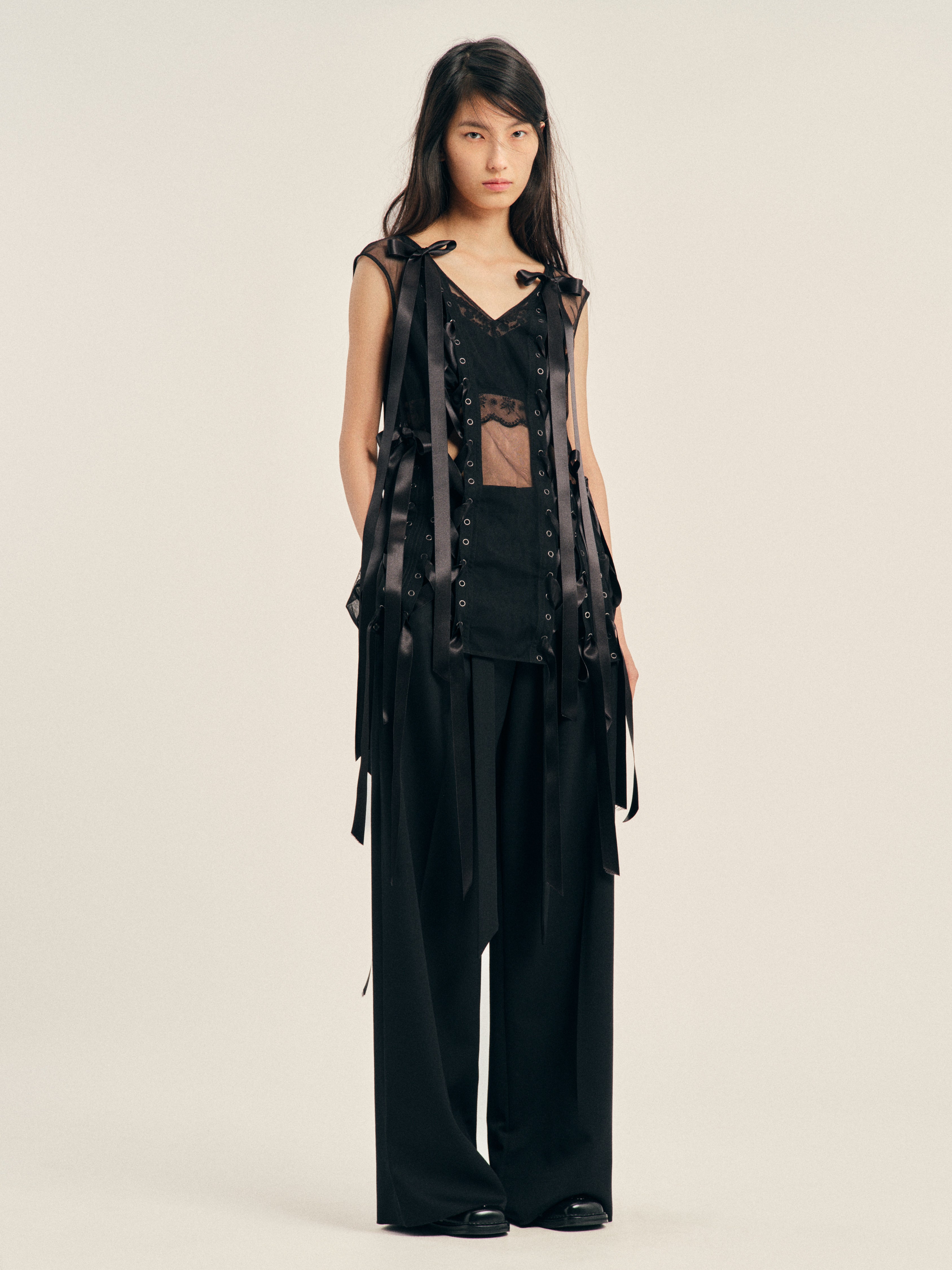 simone rocha シモーネロシャ リボン バレッタ Unraveling Ribbon Portrait Top – Simone Rocha US