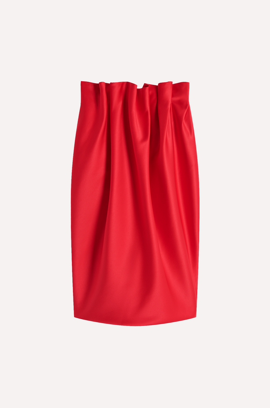 Pleated Heavy Satin Skirt