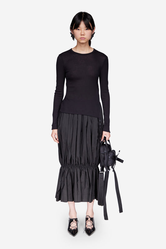 Pleated Egg Midi Skirt