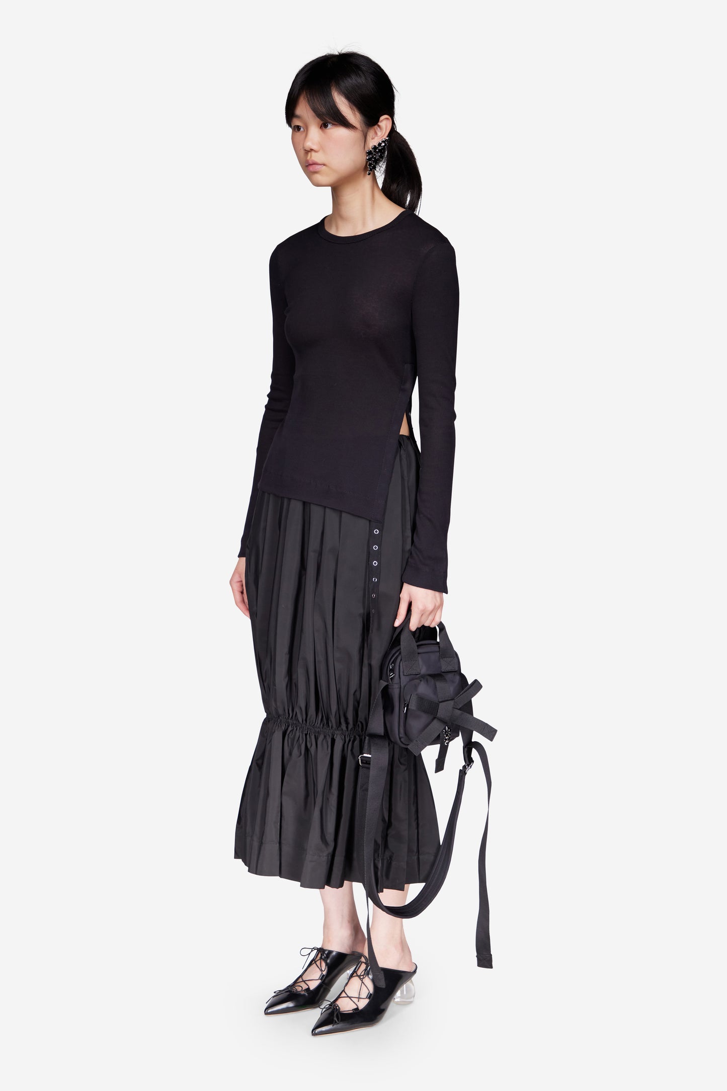 Pleated Egg Midi Skirt