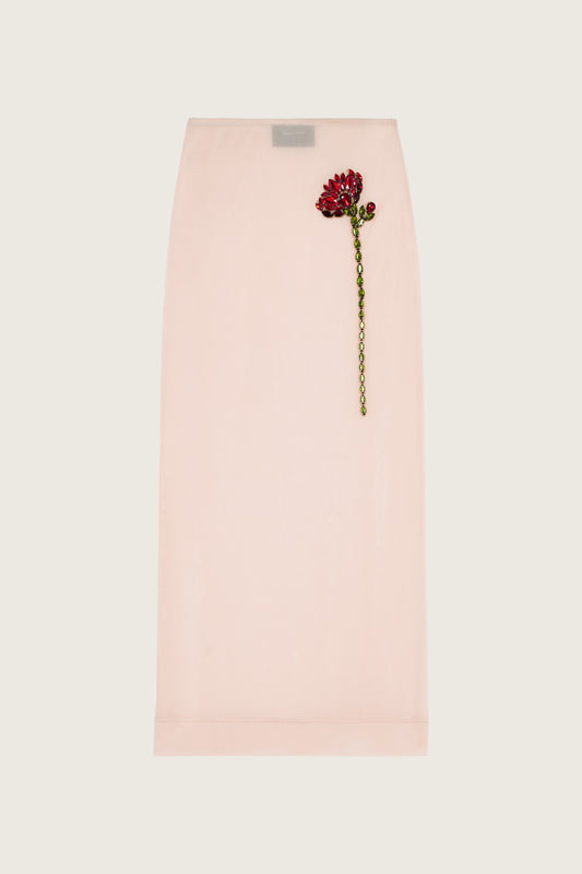 Embellished Carnation Column Skirt