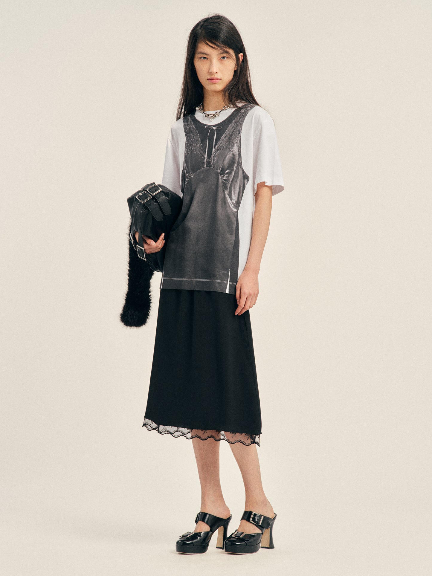 Lace Trim Negligee Skirt