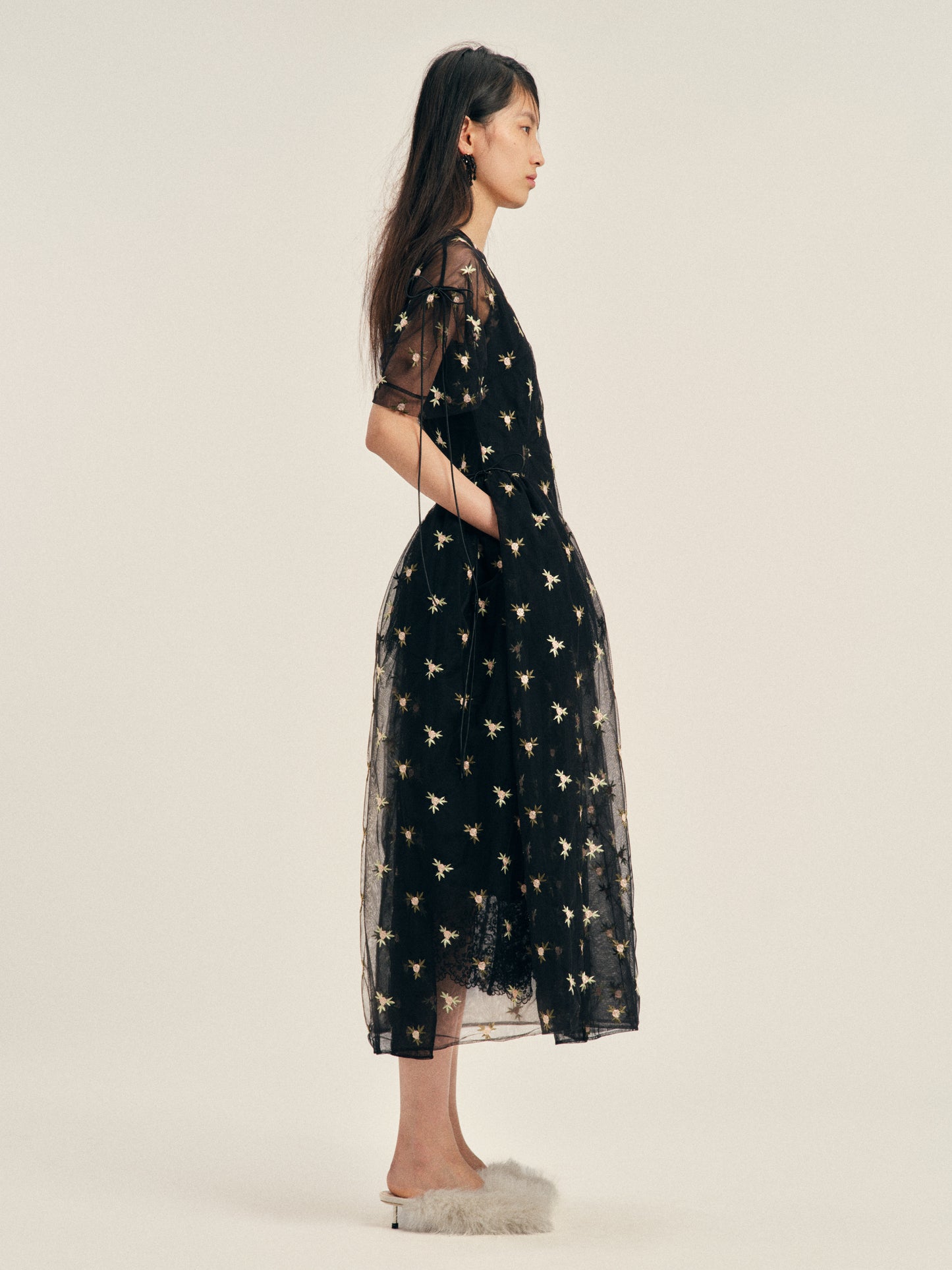 Puff Sleeve Cord Hip Dress