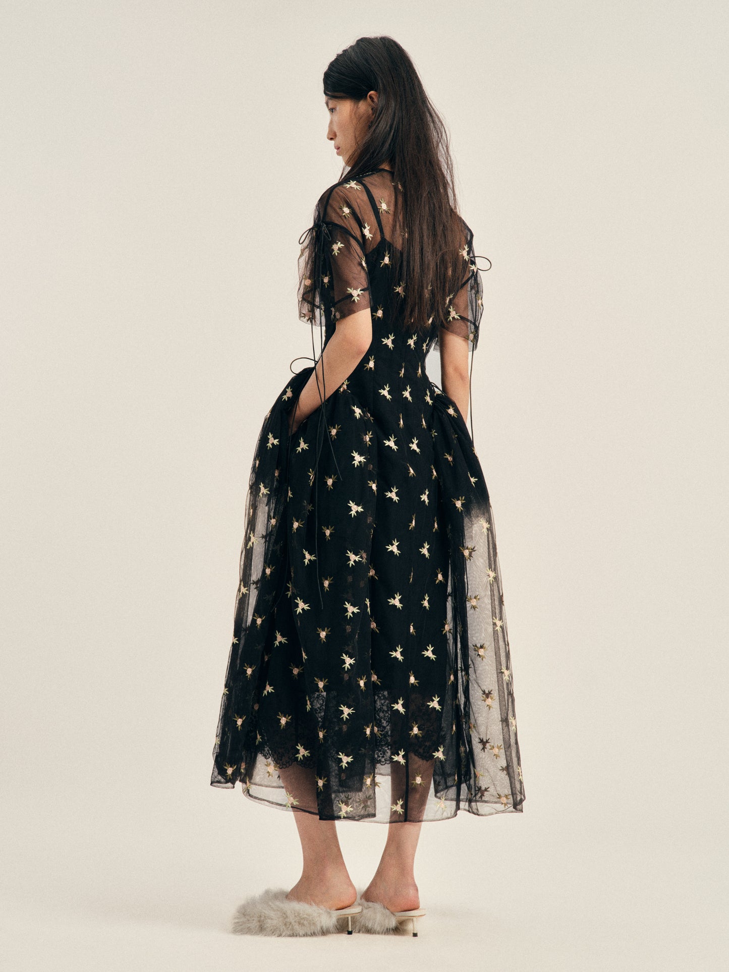 Puff Sleeve Cord Hip Dress