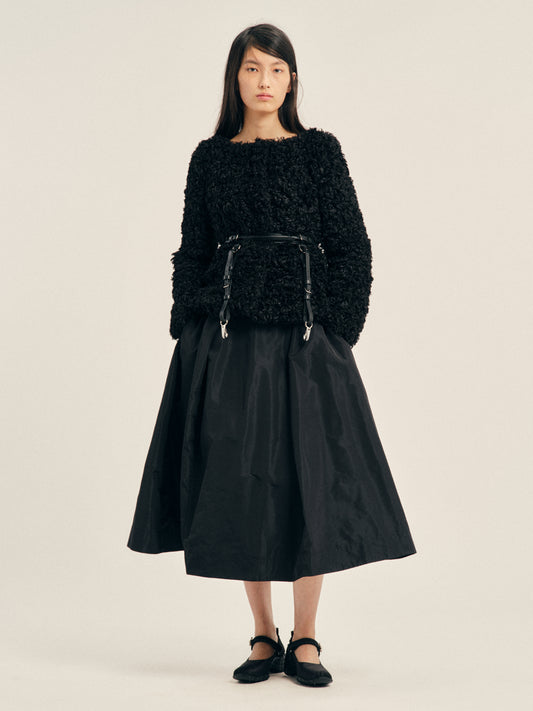 Faux Fur Round Sculpt Bustle Jacket
