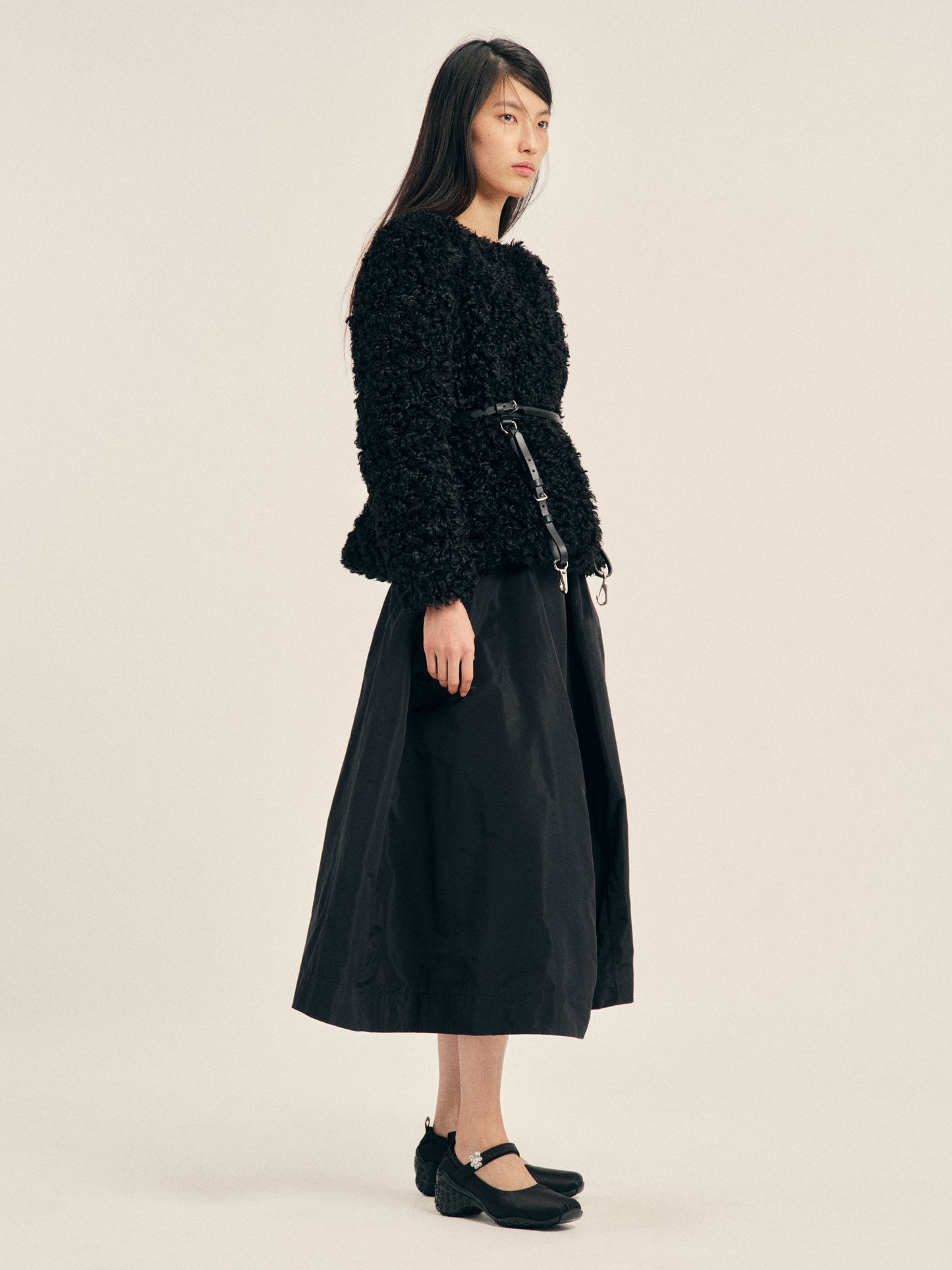 Faux Fur Round Sculpt Bustle Jacket