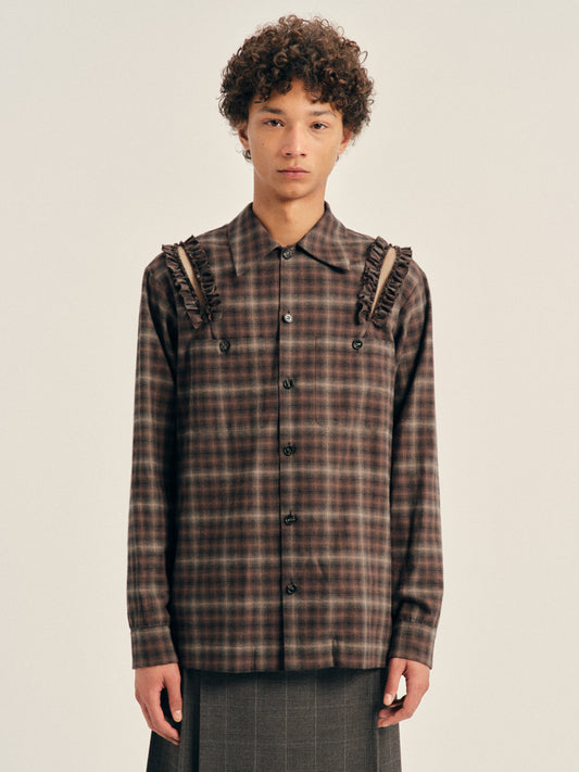 Ruffle Slash Flannel Shirt