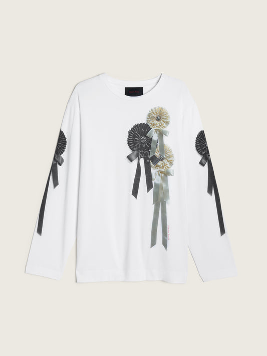 Ribbon Rosette Print Long Sleeve T-Shirt
