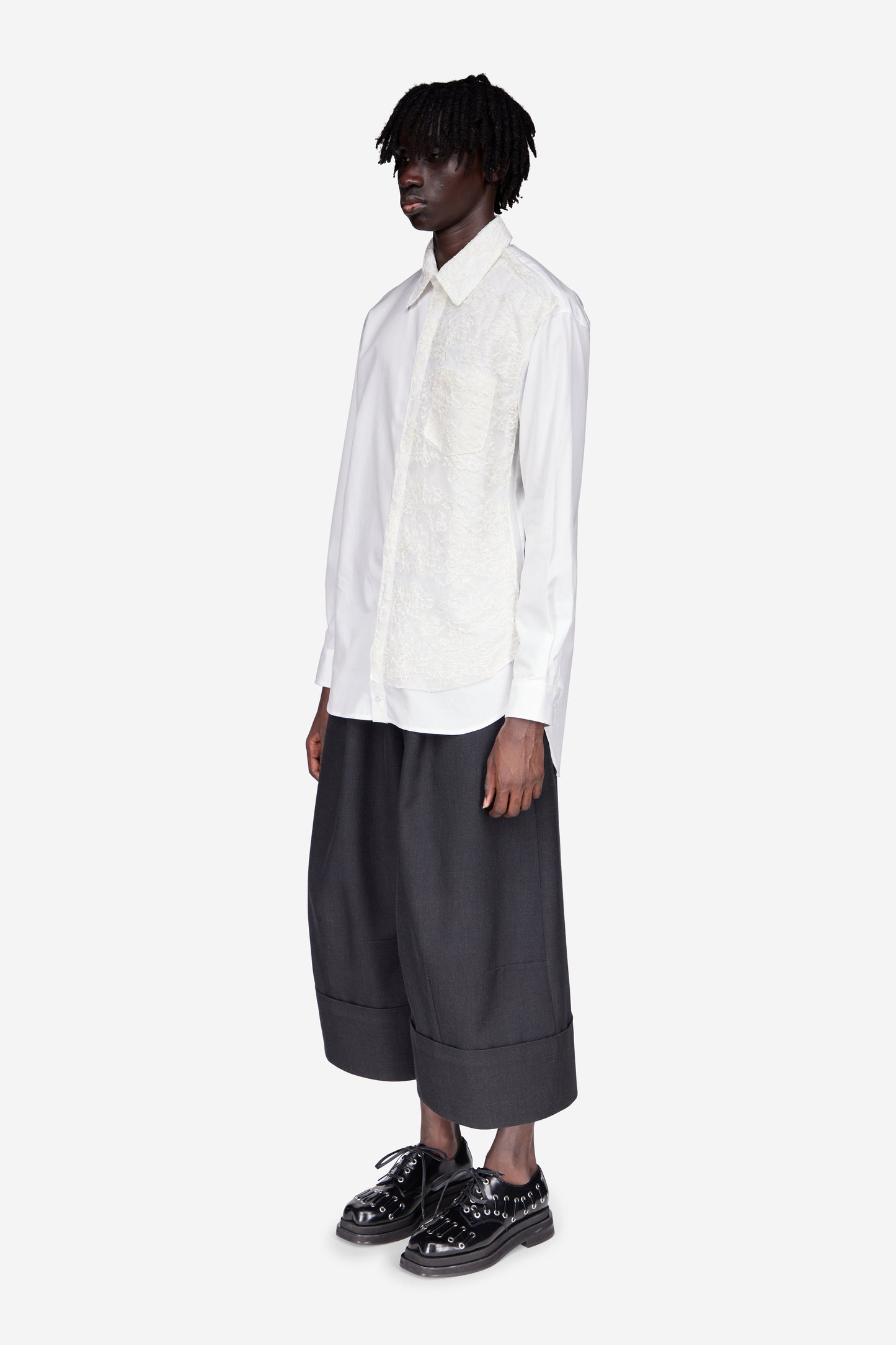 Lace Paneled Easy Shirt