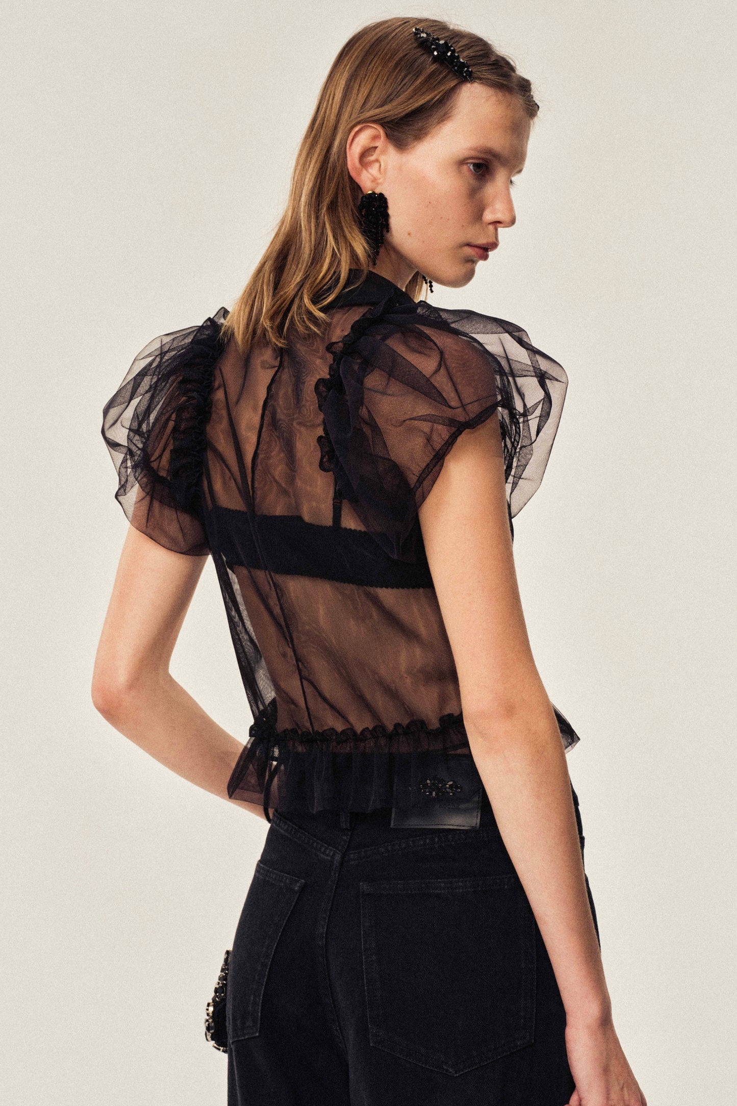 Cropped Ruffle Frill Shirt