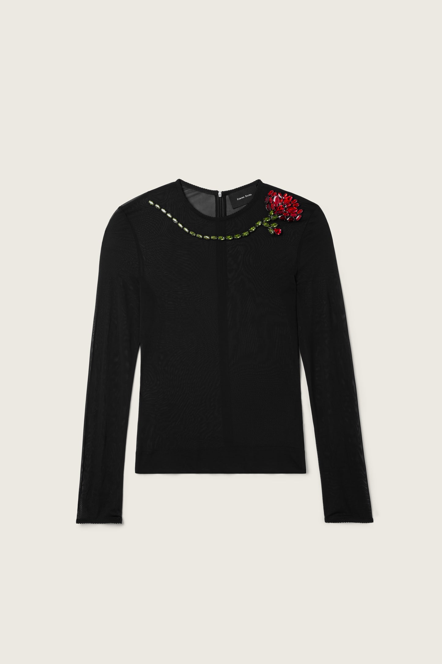 Embellished Carnation Mesh Top