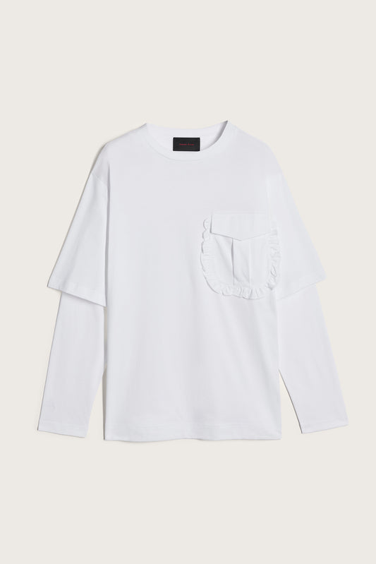 Layered Ruffle Pocket Long Sleeve T-Shirt