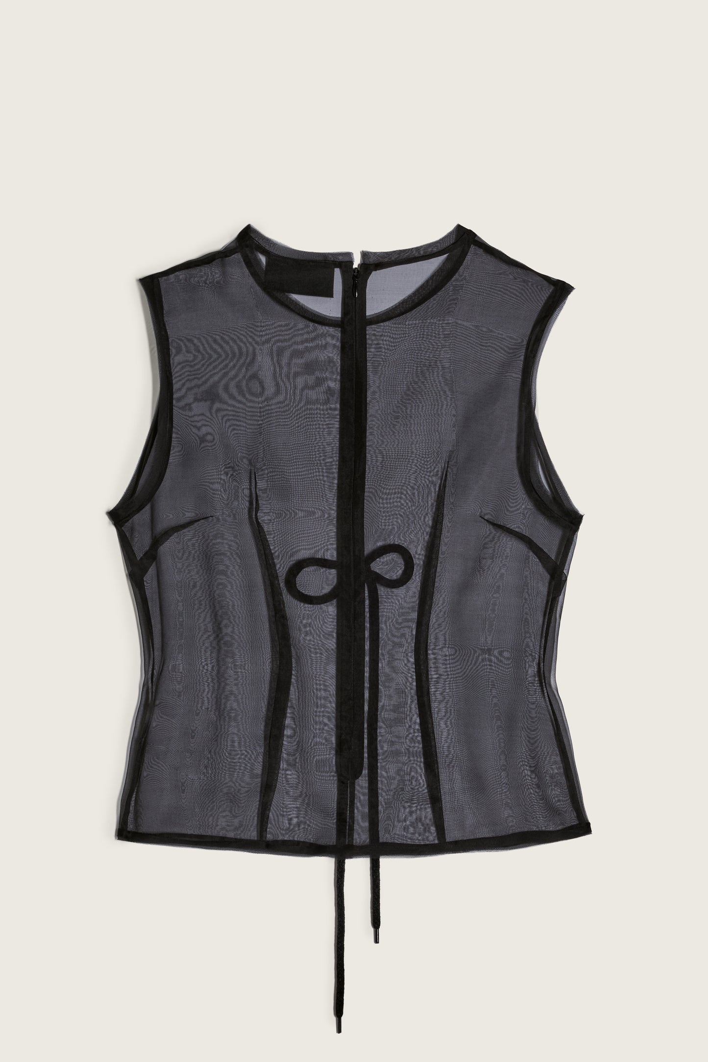 Sheer Frayed Contour Dart Top