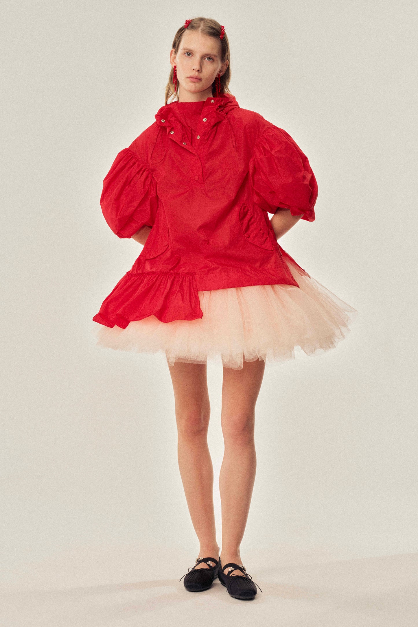 Petal Sleeve Ruffle Cagoule