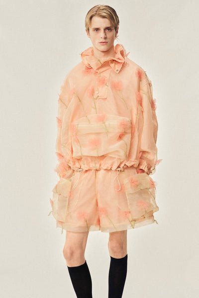 【SIMONE ROCHA】Carnation Cagoule オーガンザ ジャケット Simone Rochaのブラック Carnation Cagoule オーガンザ