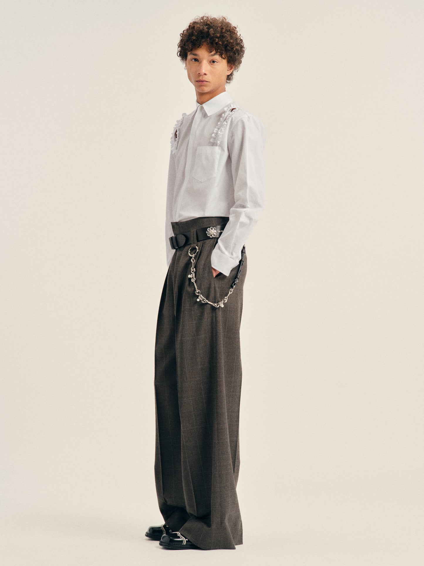 Ruffle Slash Classic Concealed Button Shirt
