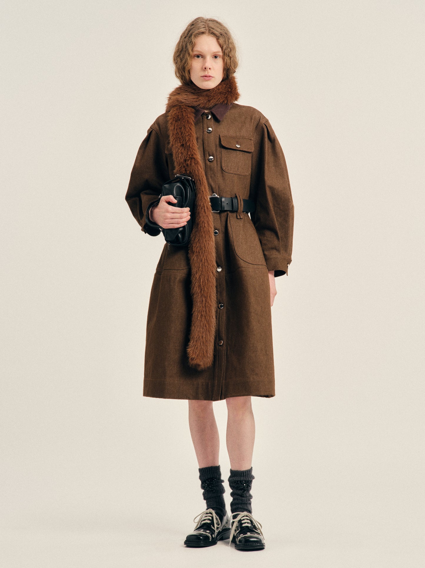 Embellished Utility Pocket Hip Bustle Workwear Dress