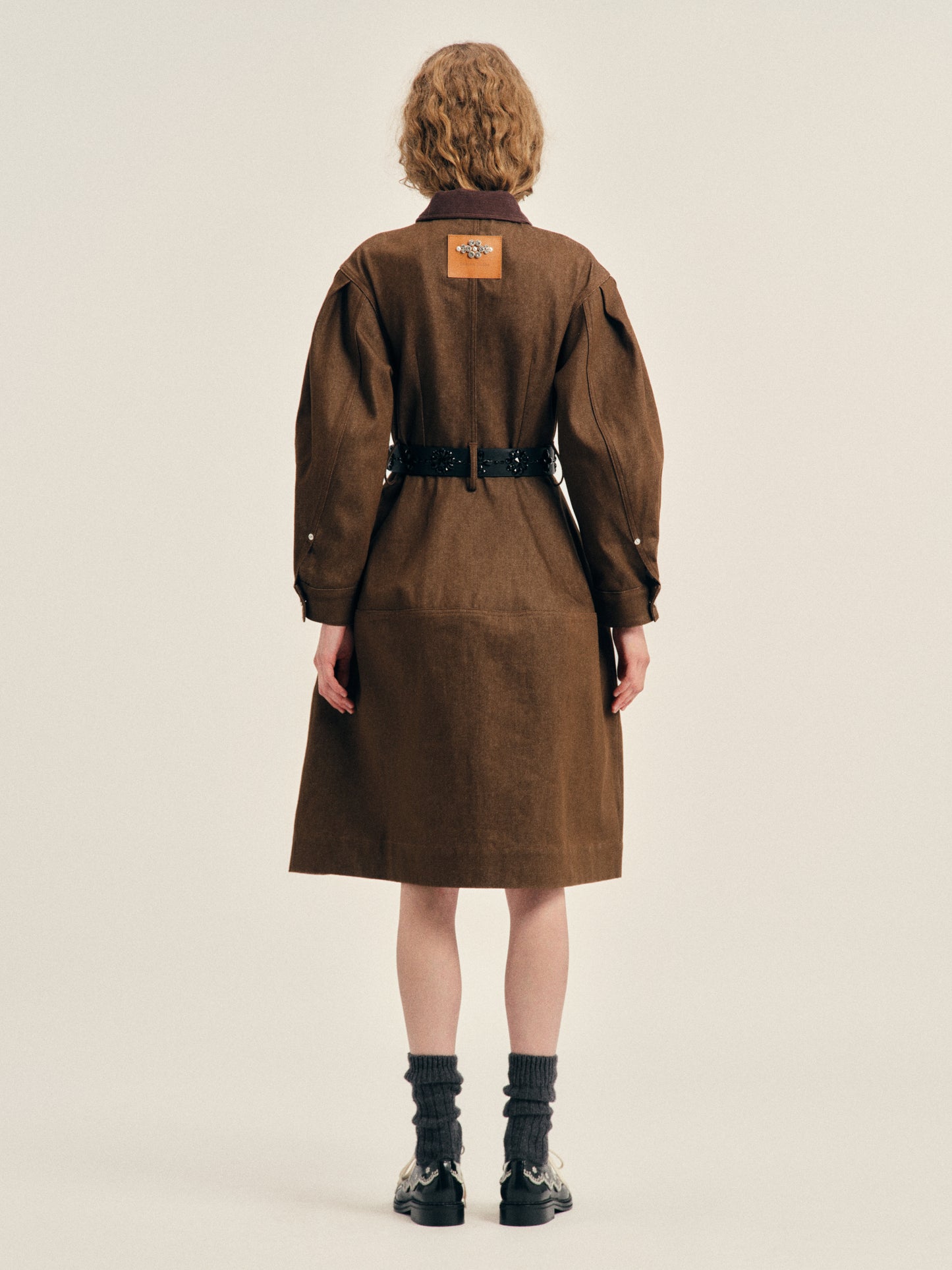 Embellished Utility Pocket Hip Bustle Workwear Dress