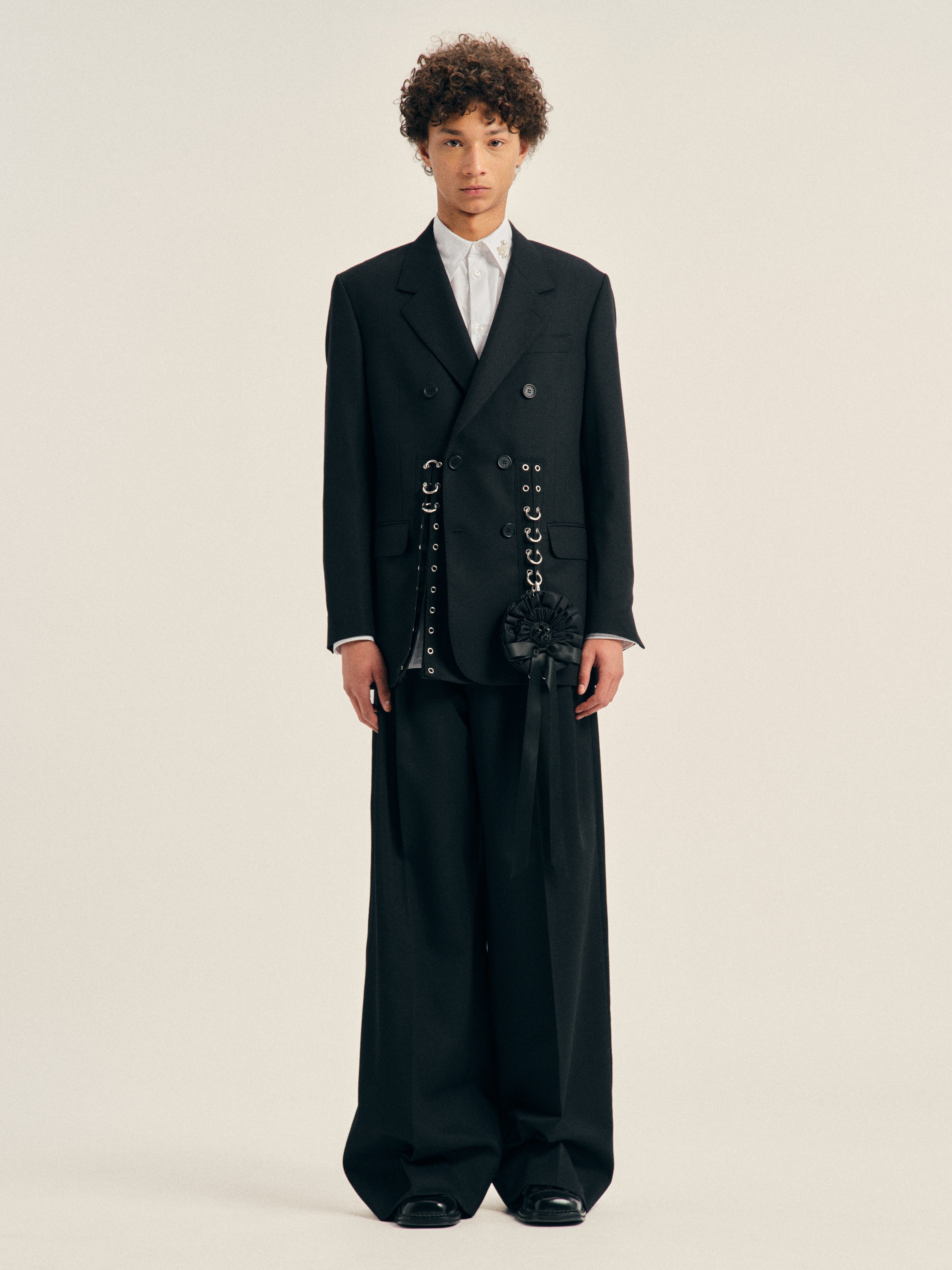 【Simone Rocha】BLACK×IVORYサテン ショール JACKET Men's Coats & Jackets – Simone Rocha US