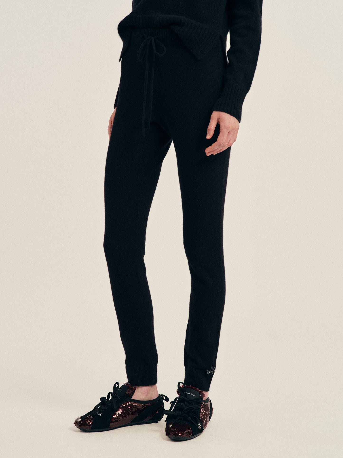 Embellished Cashmere Ribbed Long Johns