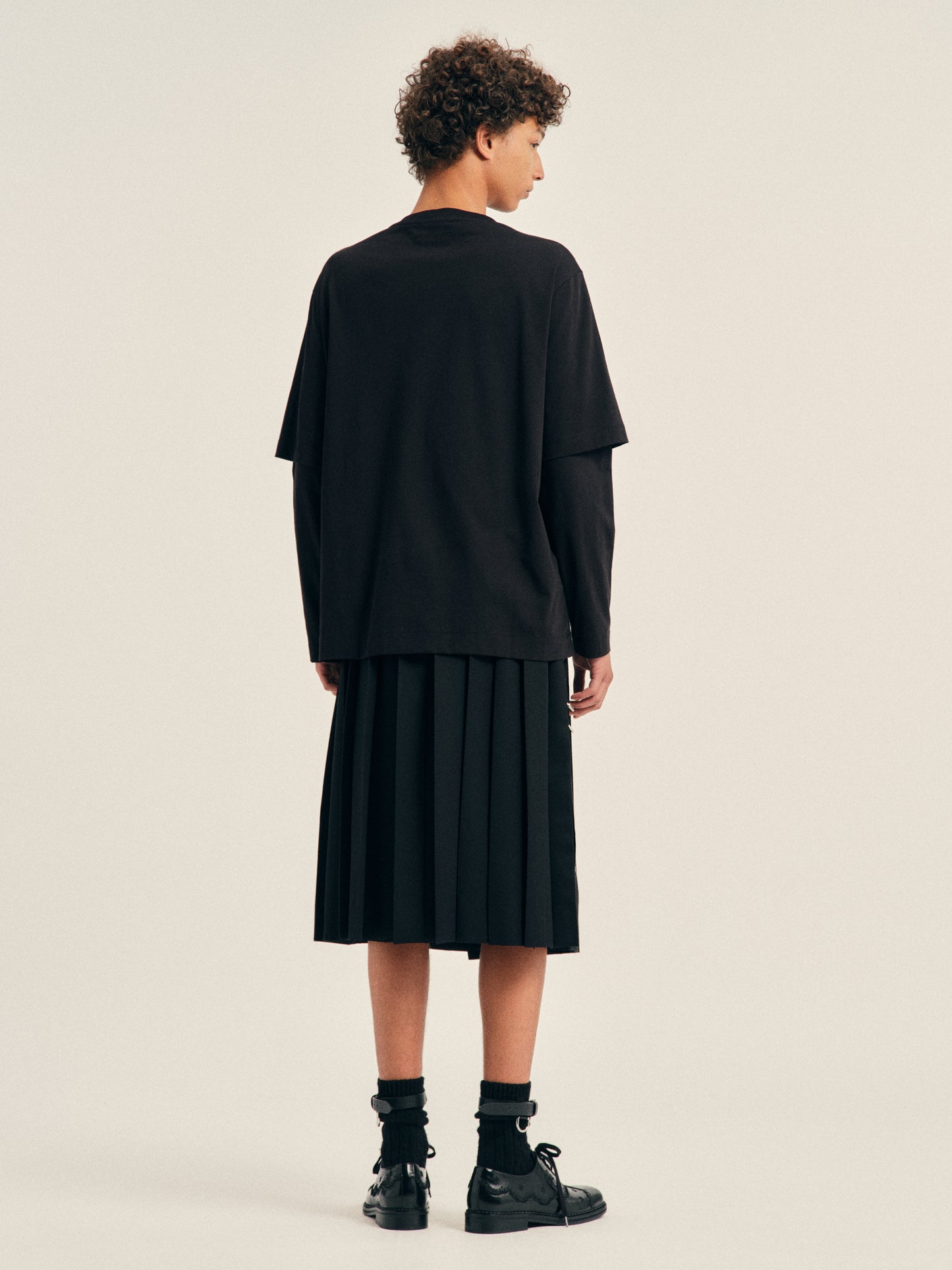 Ruffle Slash Layered Long Sleeve T-Shirt