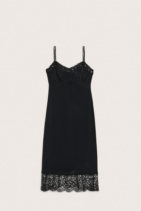 Deep Lace Trim Slip Dress