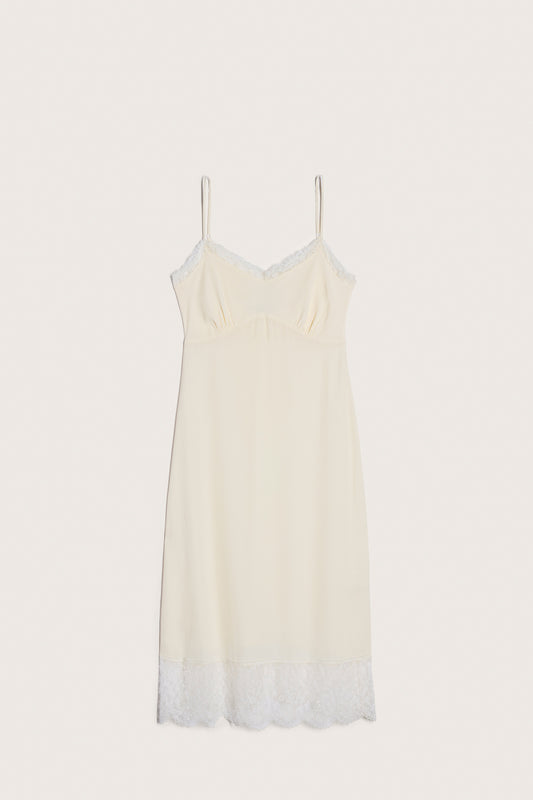Deep Lace Trim Slip Dress