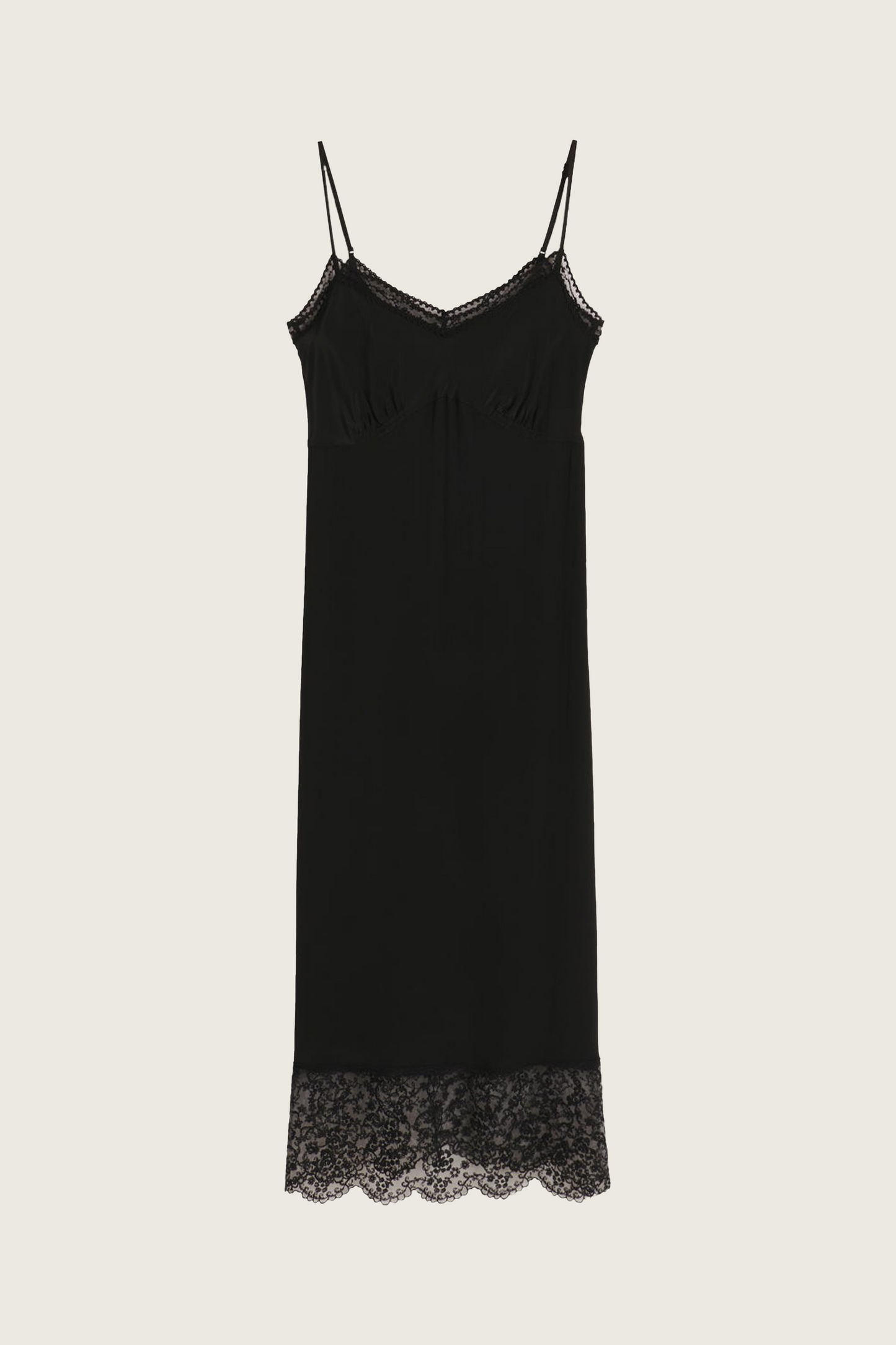 Deep Lace Trim Slip Dress