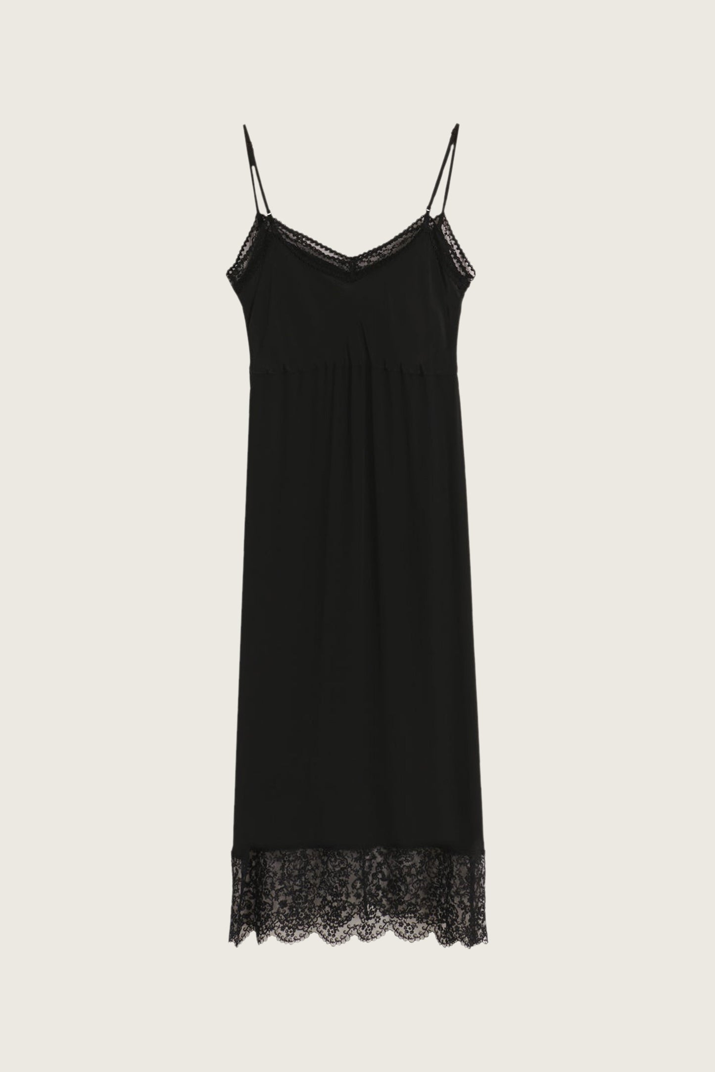 Deep Lace Trim Slip Dress