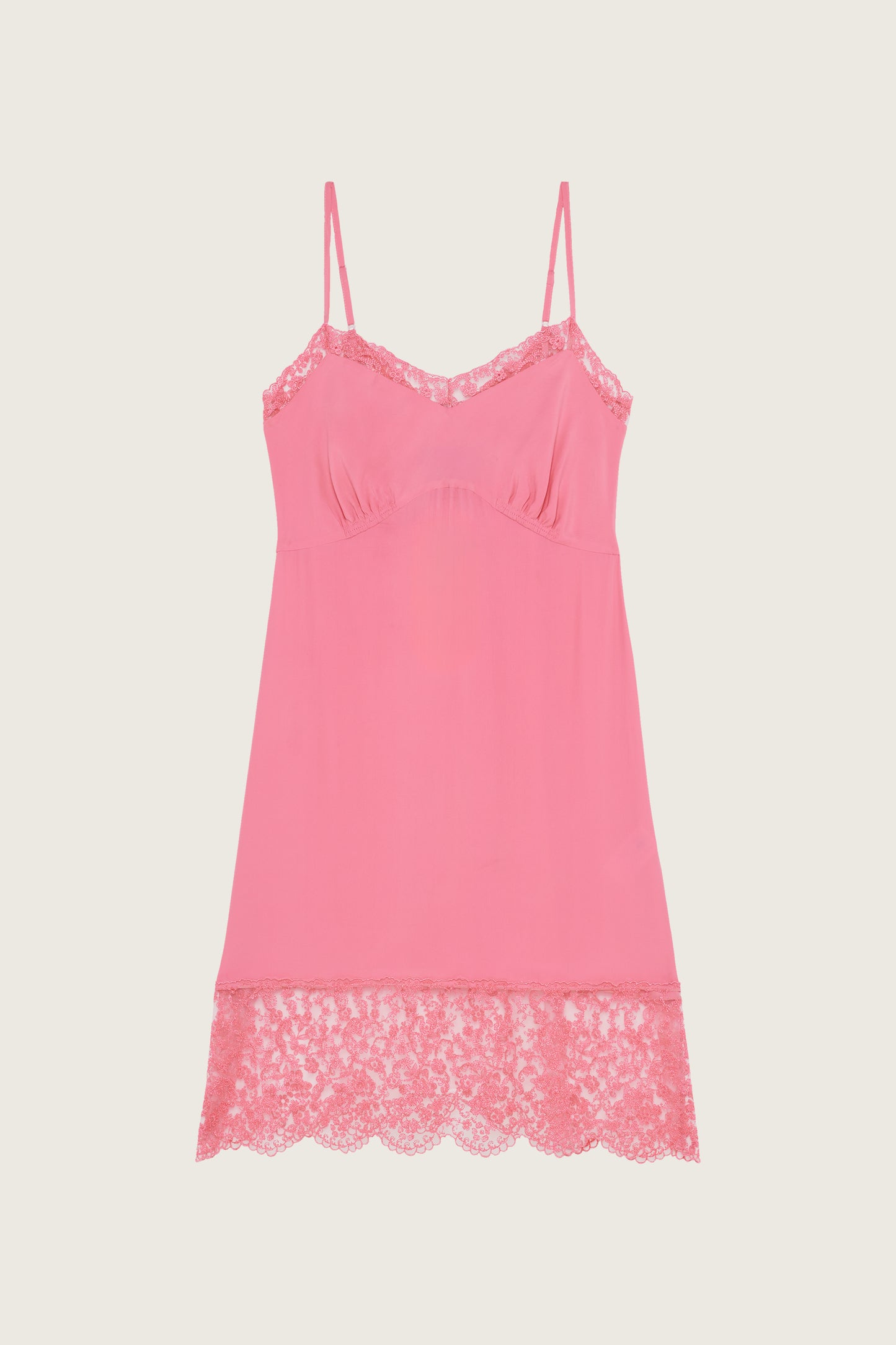 Mini Deep Lace Trim Slip Dress