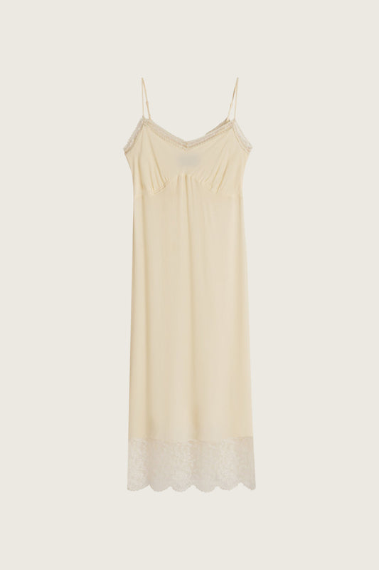 Deep Lace Trim Slip Dress