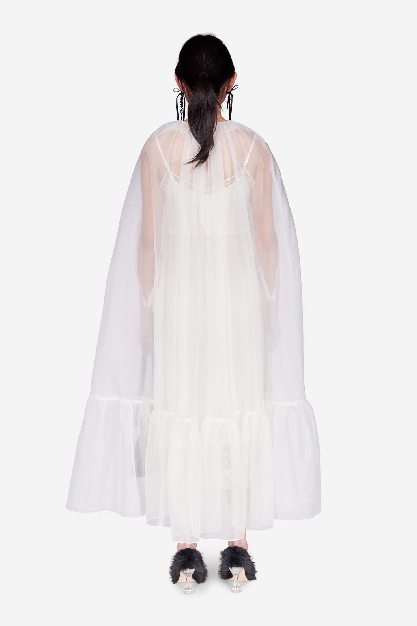 Frill Cascade Cape Dress