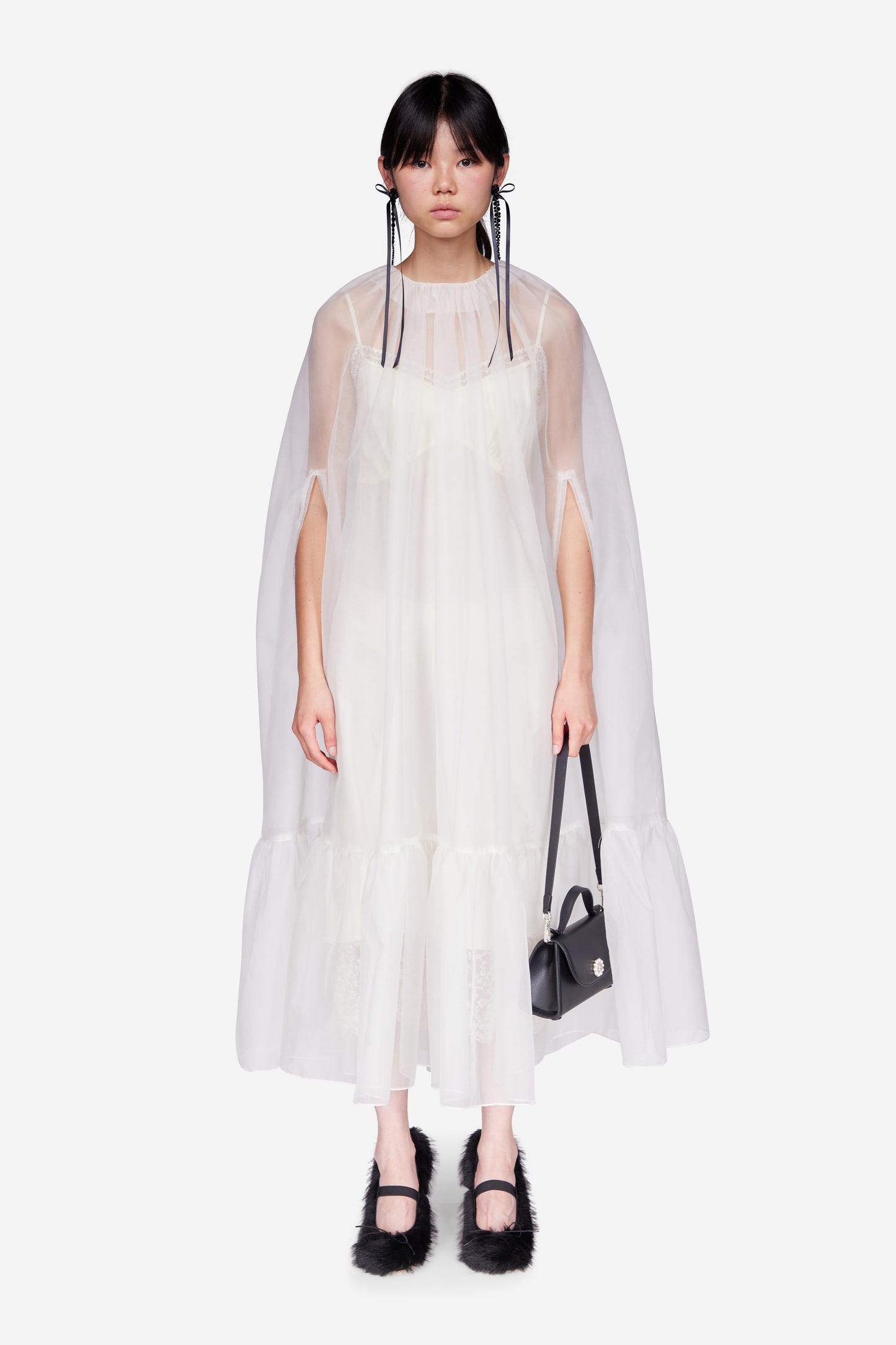 Frill Cascade Cape Dress