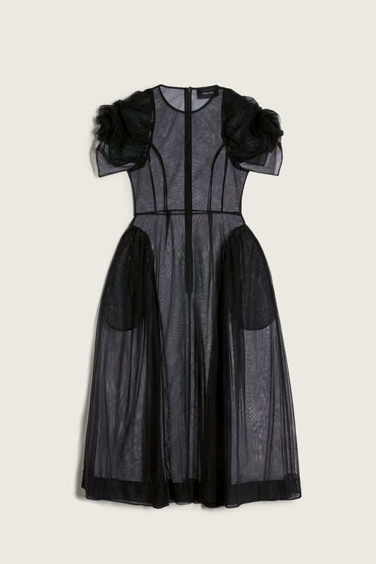 Rose Puff Sleeve Hip Dress