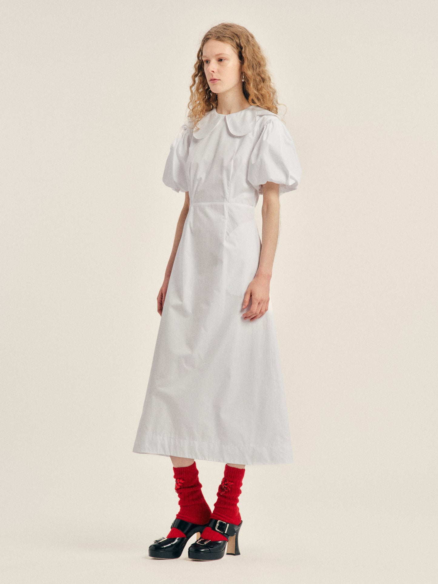 Puff Sleeve Petal Collar Dress