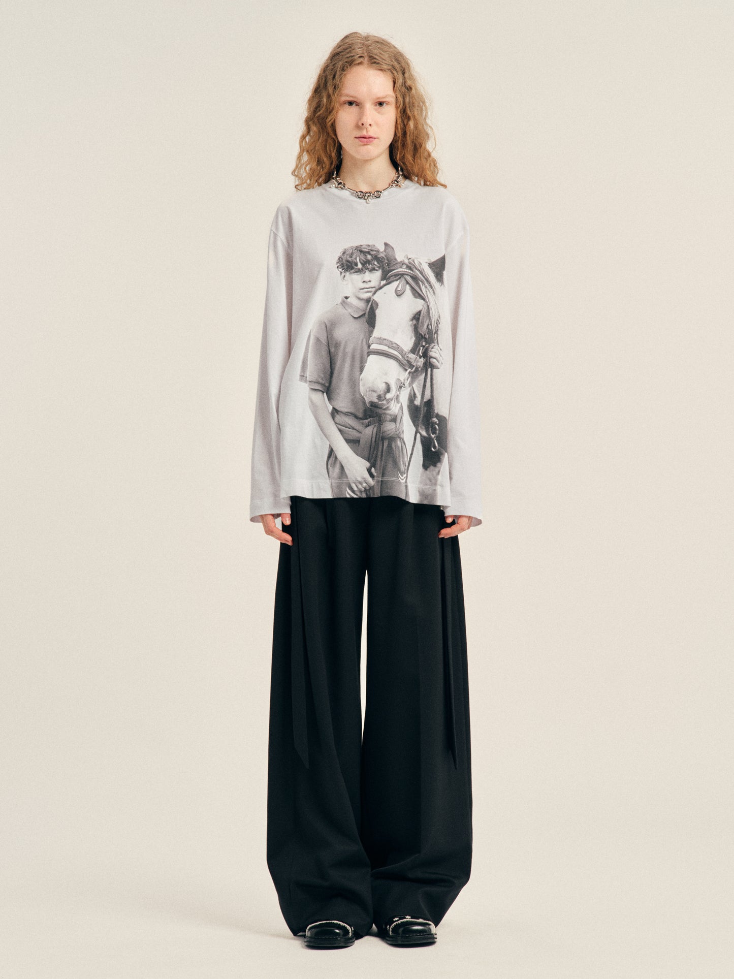 Pony Kid Print Long Sleeve T-Shirt