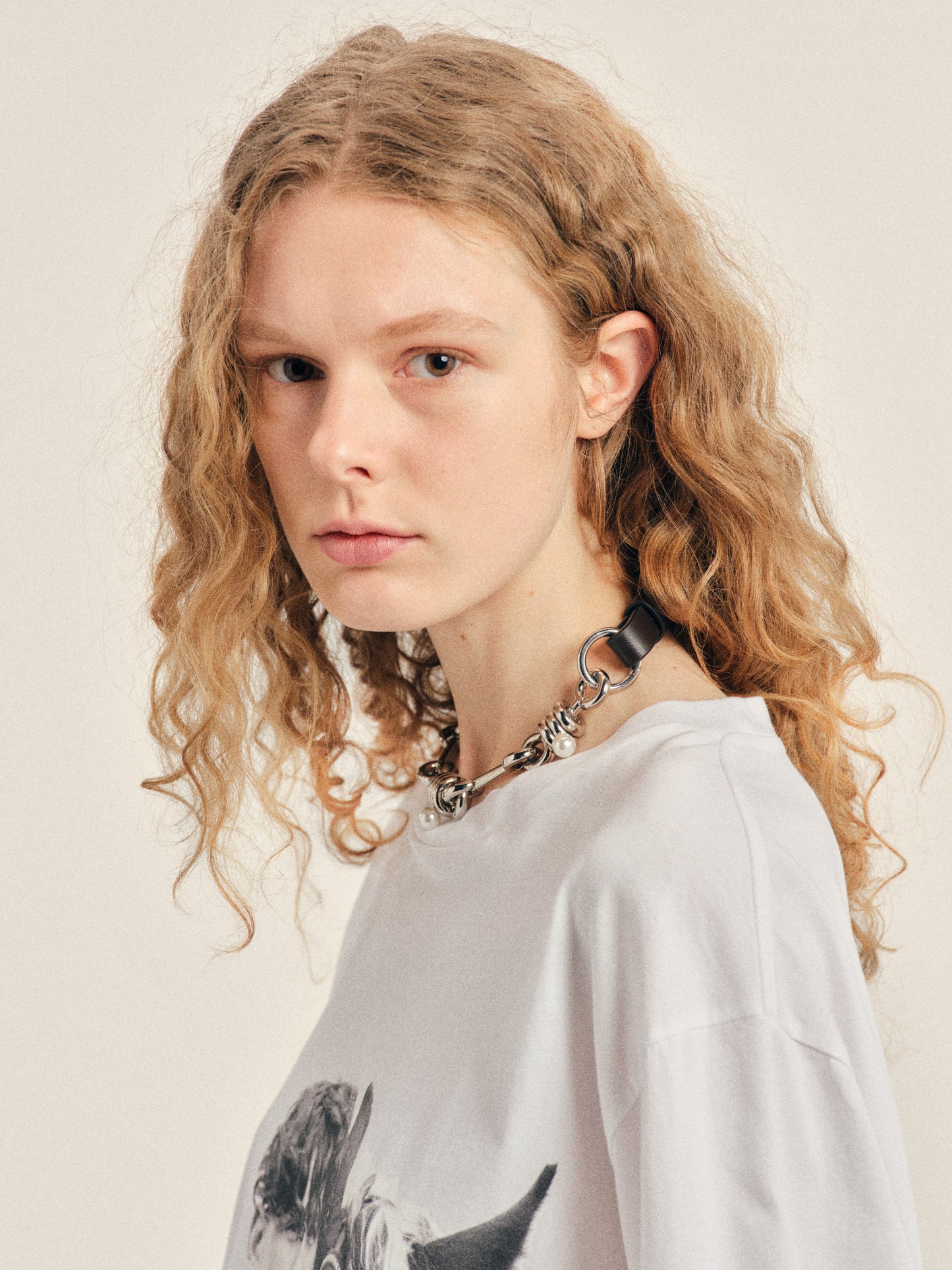 Bridle Stacked Link Pearl Chain Necklace